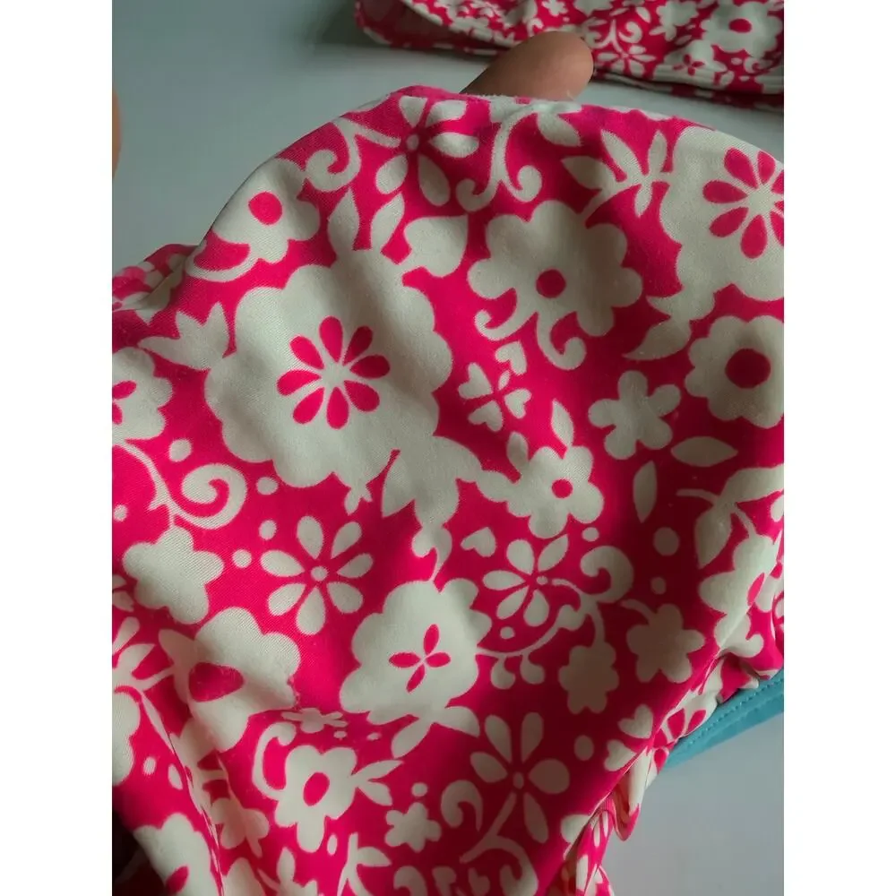Mini Boden Girls Pink Floral Bikini Swimsuit Set 9/10